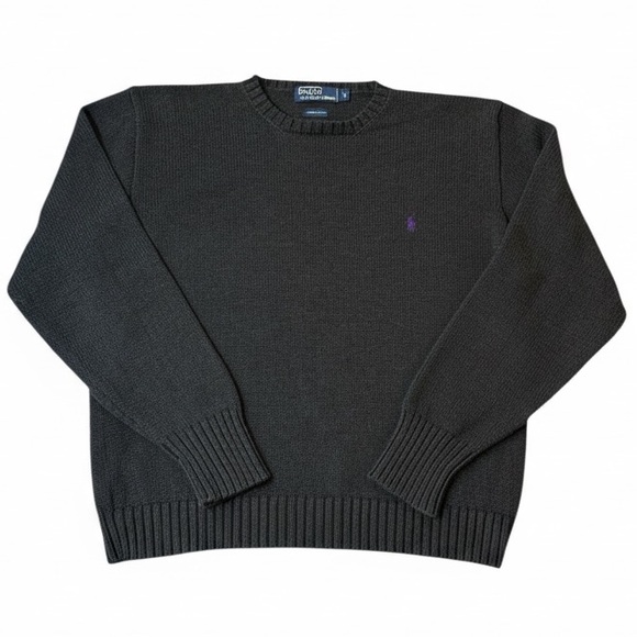 VTG 80s/90s Polo Ralph Lauren Cotton Crewneck Sweater Navy Blue Hong Kong Largea - Picture 2 of 11